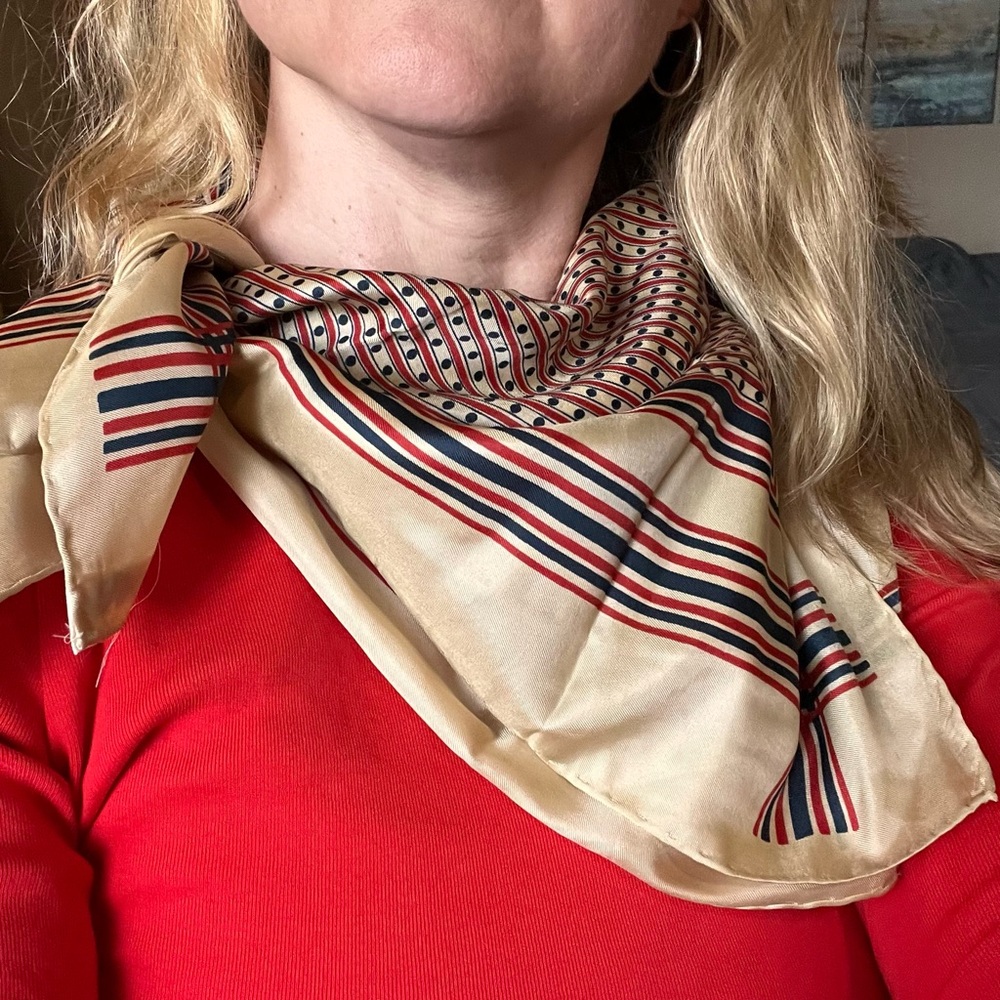 Young Pendleton Silk Blend Polka Dot & Stripe Scarf – One Size